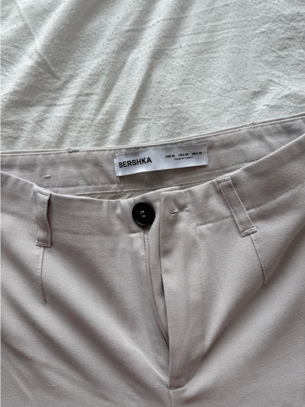 Bershka Cream High-Waist Wide Leg Pants - Picture 3 of 5